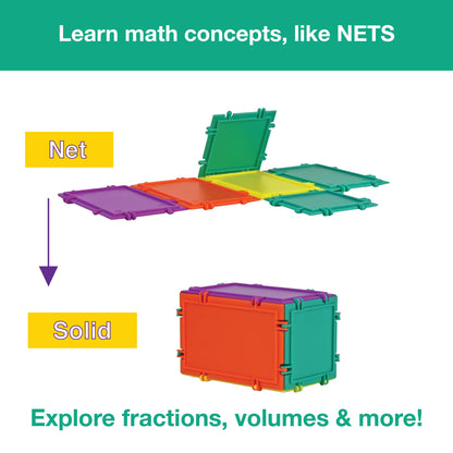 Geometiles 3D Building Set for Learning Math, Includes Many Online Activities,32-pc, Made in USA (Triangle/Rectangle/Square)