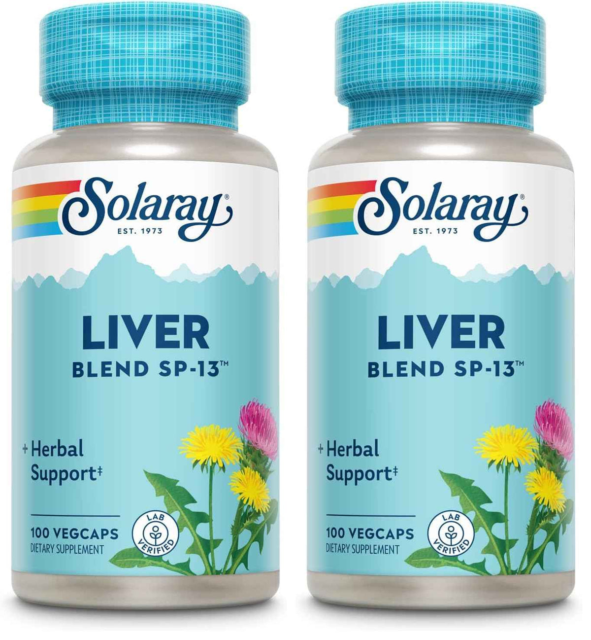 SOLARAY Liver Blend SP-13 - Traditional Herbal Support with Milk Thistle Extract, Dandelion Root, Burdock, Kelp, Peppermint and Trace Minerals - 60-Day Guarantee, 100 Servings, 100 VegCaps