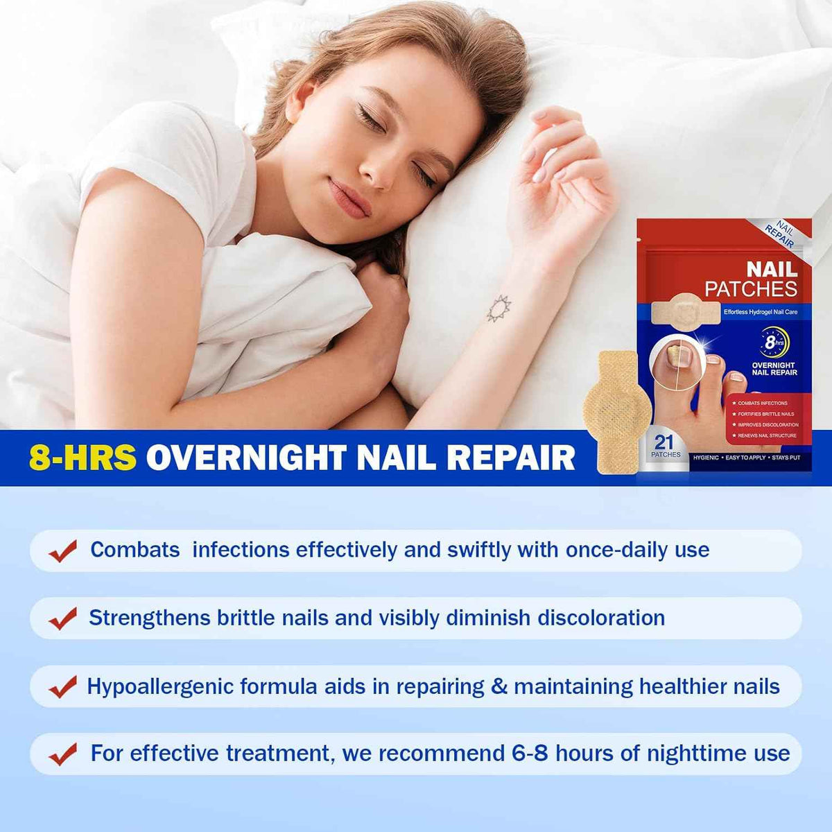 42pcs Toenail Care Patches for Dry, Weak & Cracked Nails, Deeply Moisturizing Nail Surface