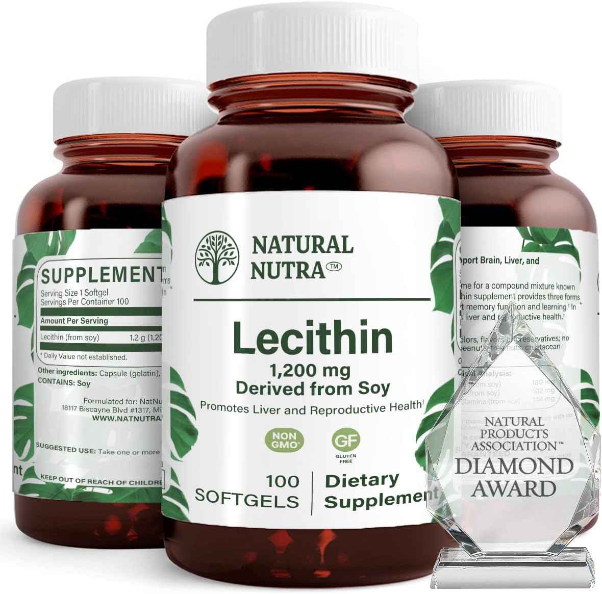 Natural Nutra Soy Lecithin 1200mg Supplement, 100 Soy Lecithin Softgels - Brain & Liver Support, Memory Support, Soy Lecithin Breastfeeding Formula