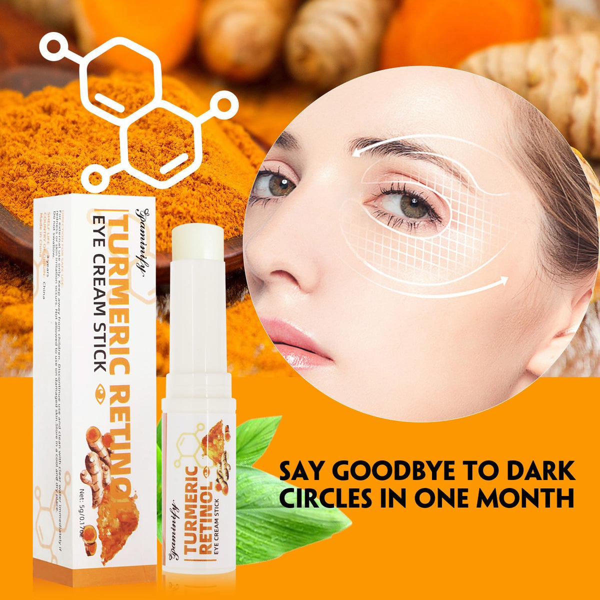 Turmeric Retinol Eye Stick - LumiBalm Under Eye Cream for Dark Circles & Puffiness - Anti-Aging Eye Balm for Wrinkles & Fine Lines (0.5oz)