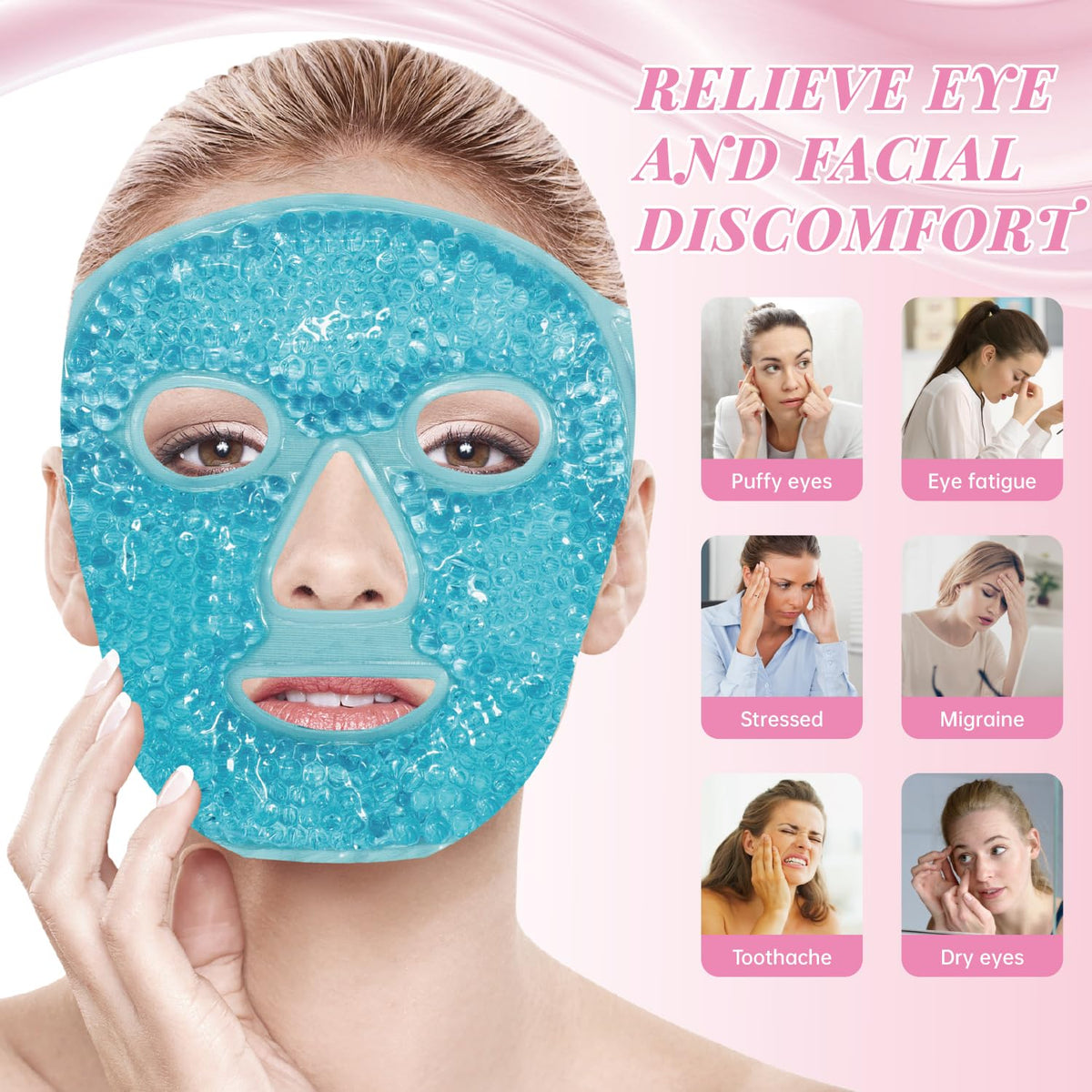 ZNÖCUETÖD 3-in-1 Face Sculpting Set – Ice Roller, Jade Roller & Cooling Gel Eye Mask Gift Set | For Puffiness, Wrinkles & Lifting