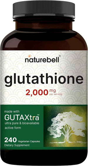NatureBell Glutathione Supplement 2,000mg Per Serving, 240 Veggie Capsules - 98%+ Purity Verified, Bioavailable Reduced Glutathione Pills, Active Form, Master Antioxidant - Vegan Friendly & Non-GMO