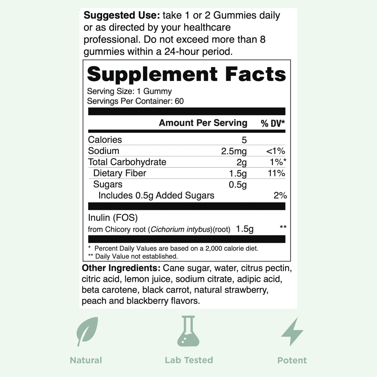 Yuve Prebiotic Fiber Gummies - Delicious - 3g Soluble Fiber Supplement - Supports Digestive Health & Regularity - Vegan & Gluten-Free Fiber Gummies for Adults & Kids - Non-GMO & Low Sugar - 60 Count