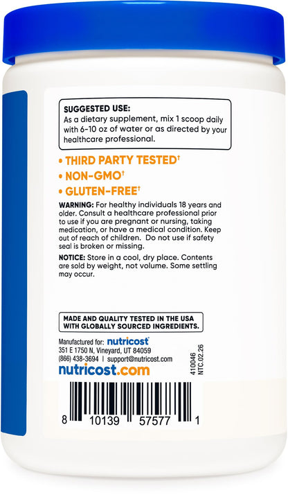 Nutricost Prebiotic Fiber Unflavored (1 Pound) - Vegan, Gluten-Free, GMO-Free