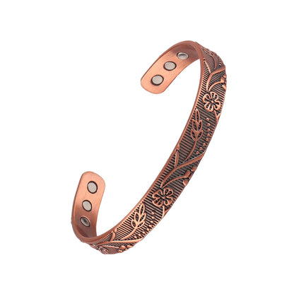 FASCIO Copper Bracelets and Copper Ring for Women Men,Adjustable Magnetic Lymphatic