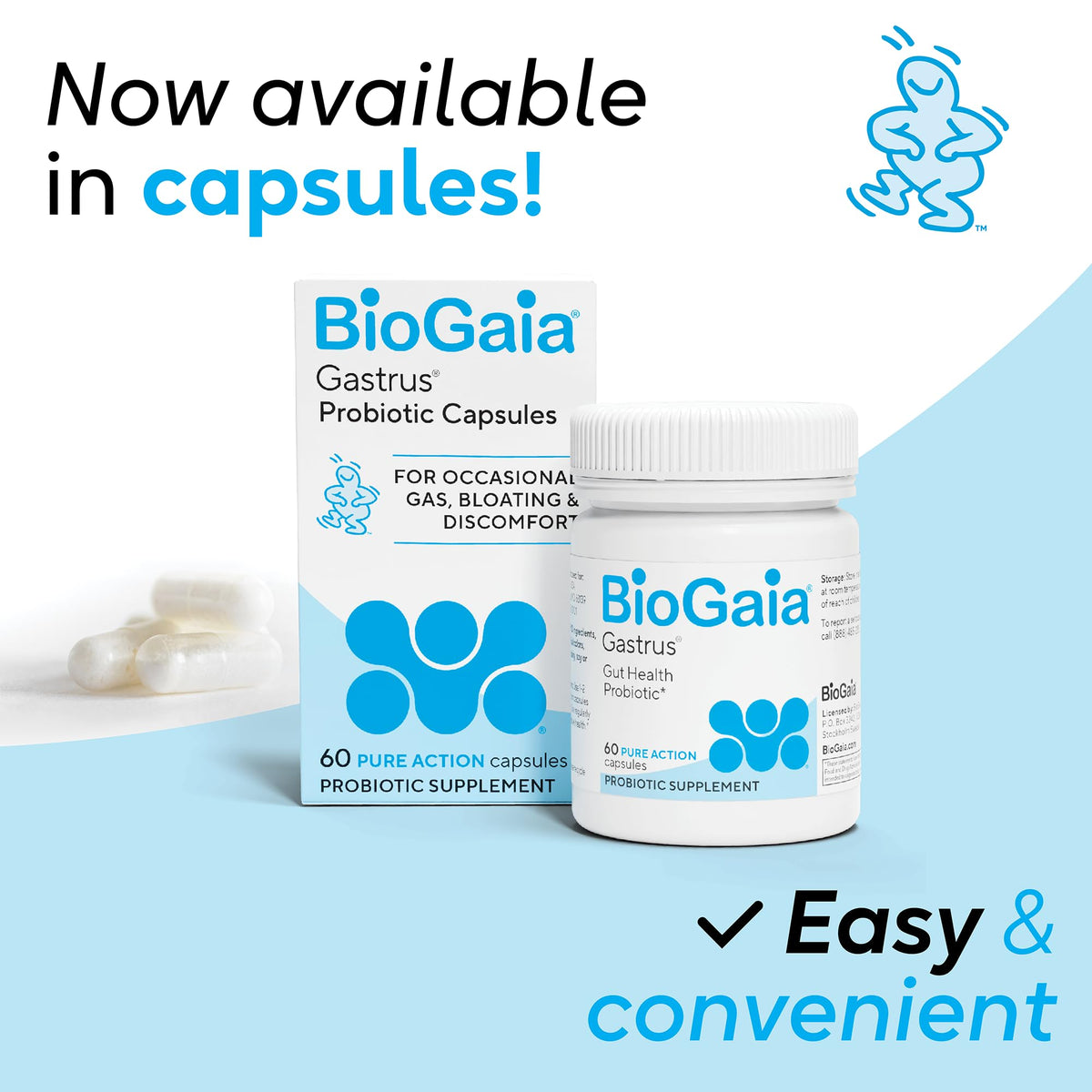 BioGaia Gastrus L reuteri Probiotic - 35 Years of Clinical Gut Research - L reuteri 6475 + 17938 Probiotics - Ease Gut Discomfort, Gas & Bloating - Promotes a Healthy Gut & Microbiome - 30 Chewables