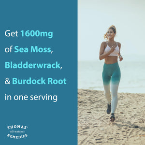 Thomas' all-natural Remedies Irish Sea Moss Capsules, Sea Moss with Bladderwrack & Burdock Root Organic for Gut Health, Digestion, Energy & Immune Support, 120 Seamoss Pills Thomas' all-natural RemediesBuy Supplements Australia