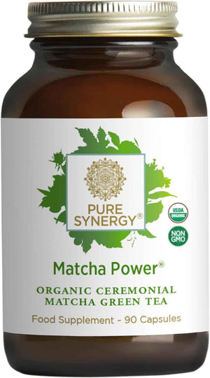 PURE SYNERGY Matcha Power - Organic Matcha Green Tea Capsules - Ceremonial Grade Supplement with EGCG - for Enhanced Energy & Alertness (90 Capsules)