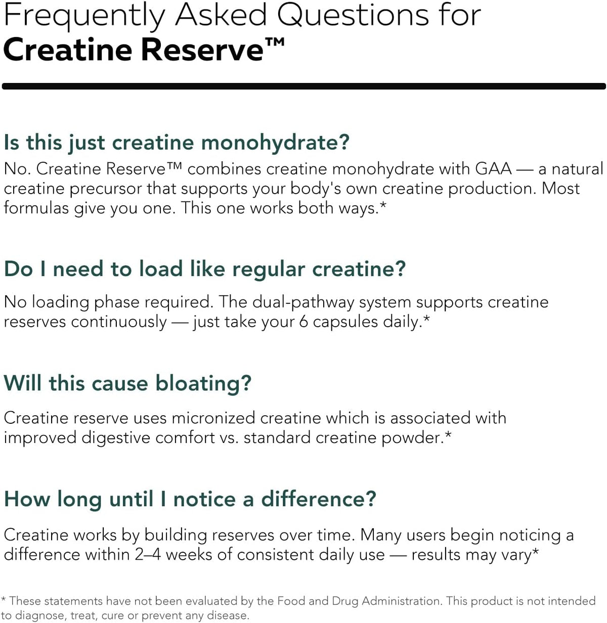 Creatine Reserve - Creatine Monohydrate Plus GAA for Mind, Muscle & Energy Support - Dual Pathway Delivery Creatine Supplement for Women & Men - Active B Vitamins & Taurine, Non-GMO (1 month supply)