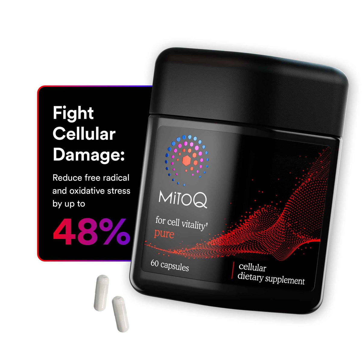MitoQ Pure Advanced Mitochondria Supplement Superior Bioavailability to CoQ10 - Reduces Free Radical Damage for Healthy Aging, Metabolism, Heart Health, Energy, Strength & Mobility