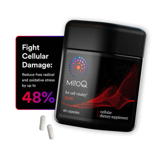 MitoQ Pure Advanced Mitochondria Supplement Superior Bioavailability to CoQ10 - Reduces Free Radical Damage for Healthy Aging, Metabolism, Heart Health, Energy, Strength & Mobility