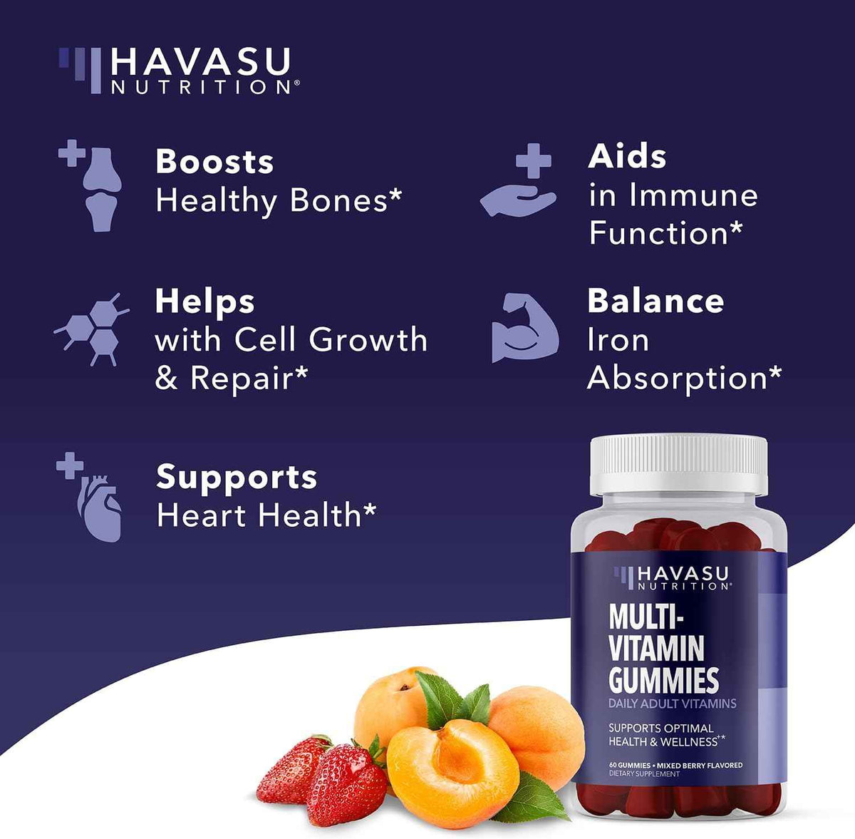 Multivitamin Gummies for Adults, Mixed Berry, 60 Count, 30 Day Supply - Multivitamin Gummies for Men and Women with Vitamins and Minerals Zinc, Vitamin C, Vitamin D, Daily Defense, 30 Servings