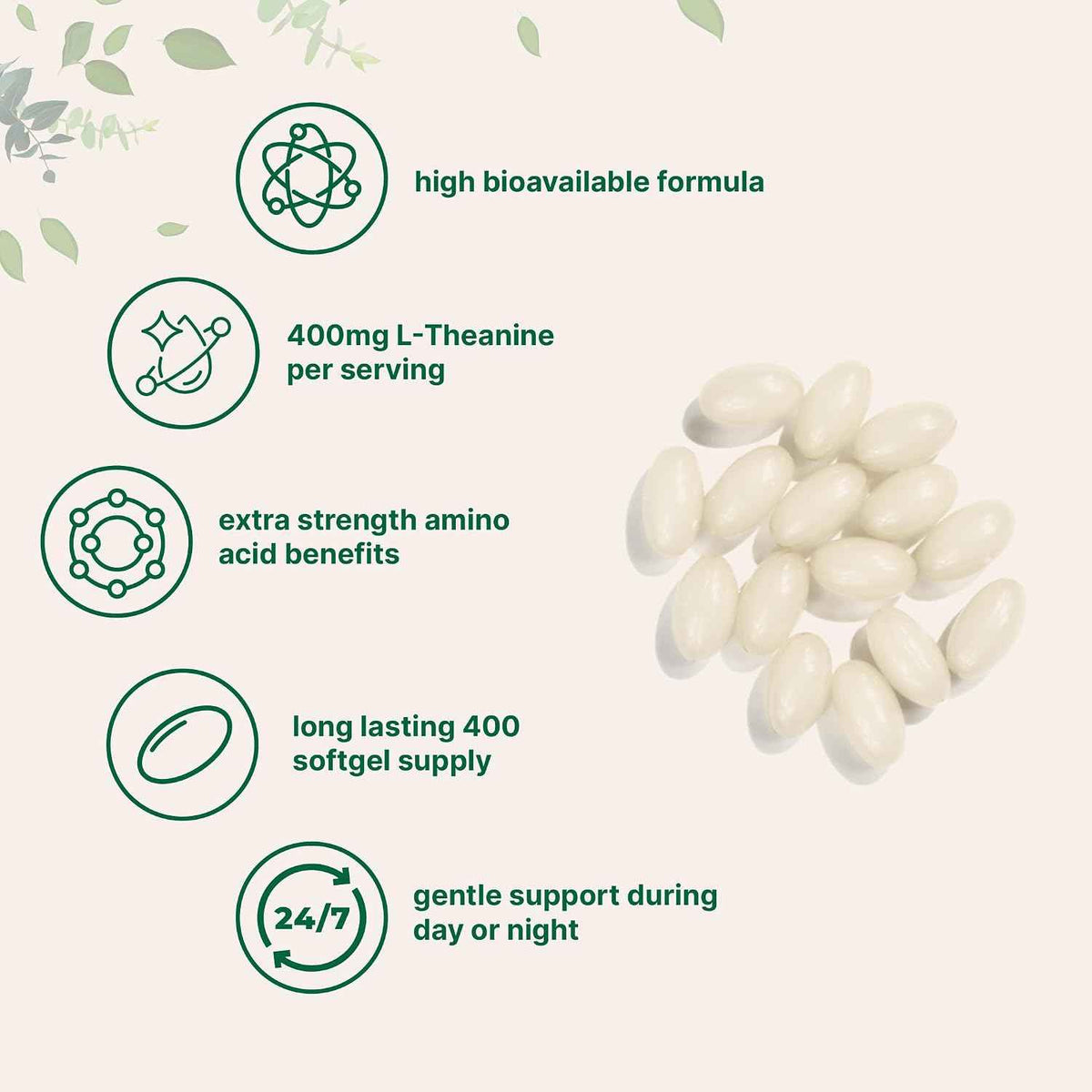 Micro Ingredients L-Theanine 400mg, 400 Softgels - Highly Bioavailable with Coconut Oil - Extra Strength Theanine Amino Acid - Calm & Relaxation Support + Focus Supplement - Non-GMO, Gluten Free