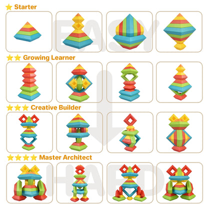 TEANXU 64-Piece Building Blocks Set, Pyramid Stacking Toys for Toddlers
