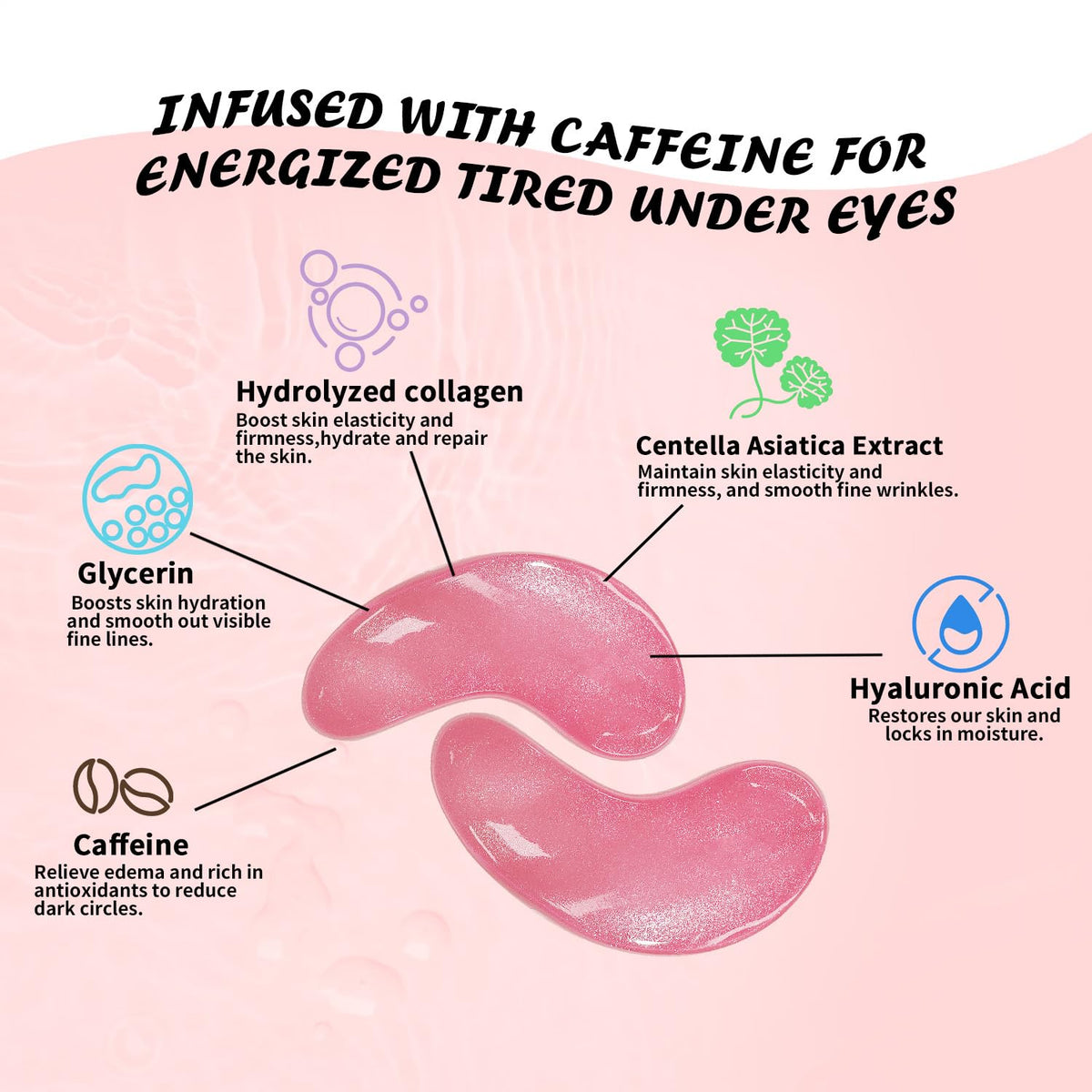Maskiss Caffeine Under Eye Patches (25 Pairs) - De-Puffing Collagen Eye Mask for Dark Circles & Under-Eye Bags