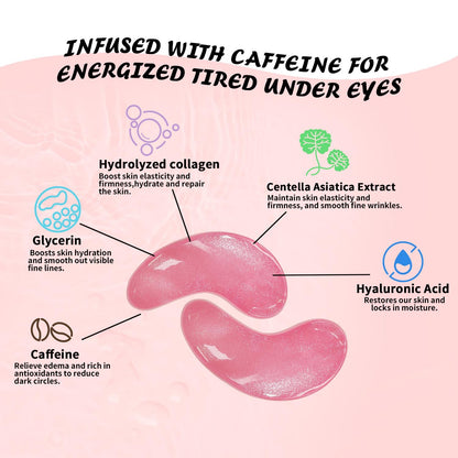 Maskiss Caffeine Under Eye Patches (50 Pairs) - Value Bulk Pack De-Puffing Collagen Eye Mask for Dark Circles & Bags