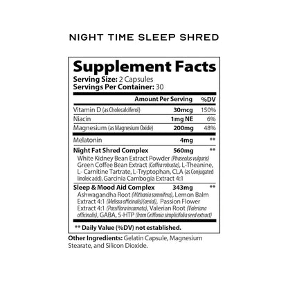 Weight Loss Pill Night Time Sleep Shred Fast Fat Burner, Appetite Suppressant Aid Carb Blocker Metabolism Booster Support Supplement for Women Men with Melatonin White Kidney Bean Ashwagandha 60 Caps