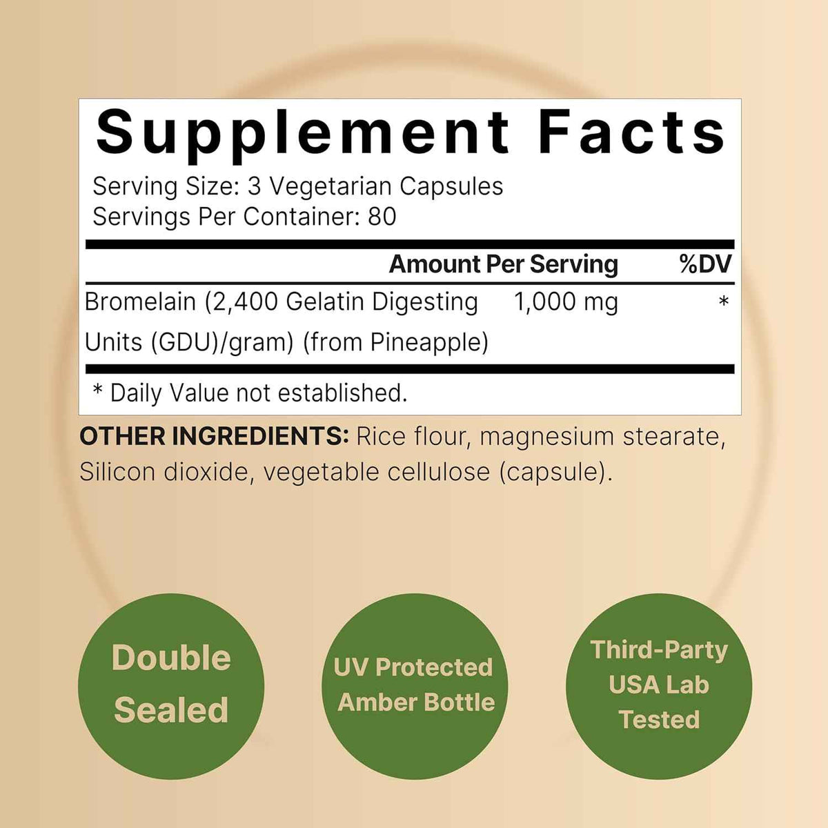 NatureBell Bromelain, 1,000mg Per Serving, 240 Veggie Capsules - 2,400 GDU - Digestive Enzymes & Joint Support Supplement - Proteolytic Enzymes for Digestion, Fresh Pineapple Source - Non-GMO