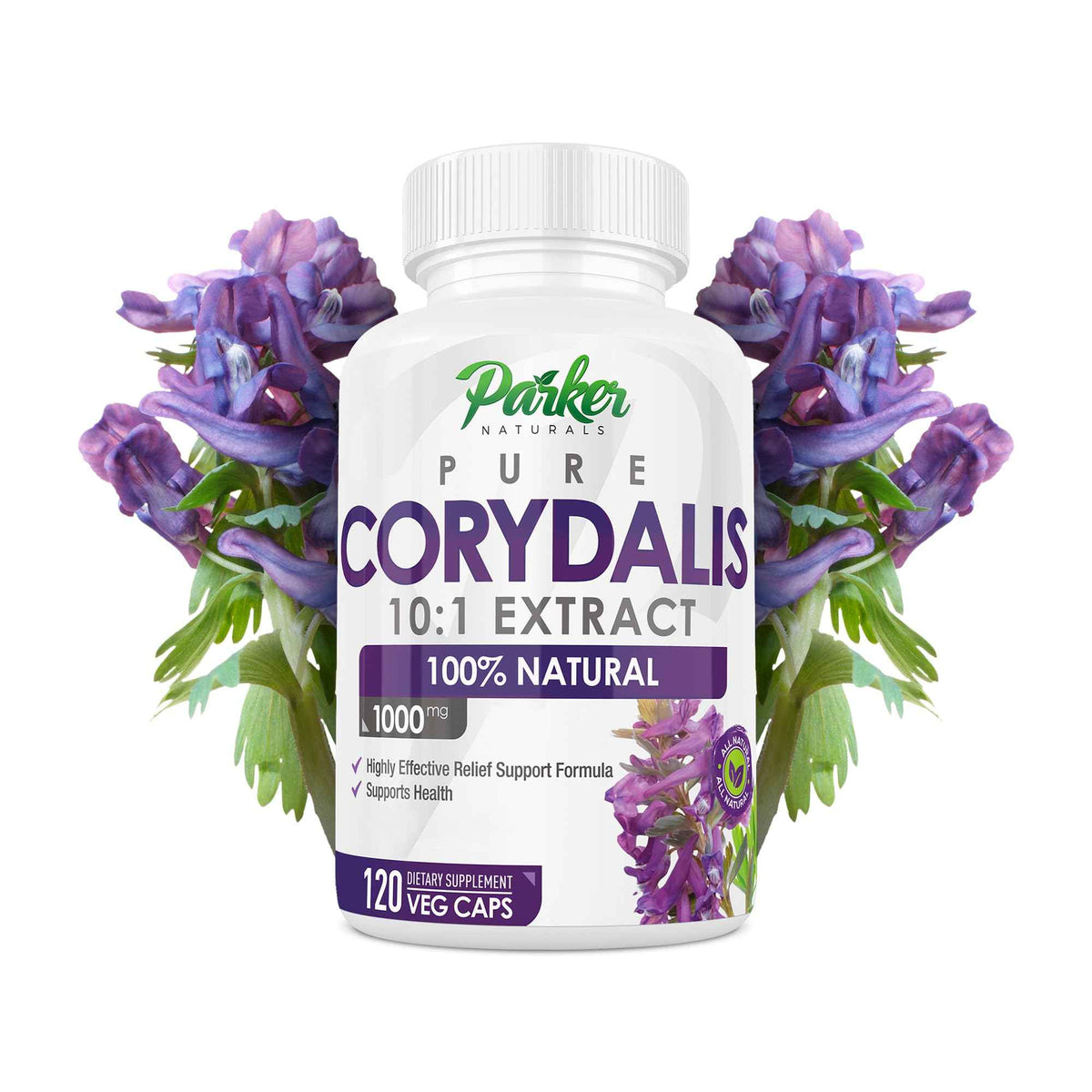 Pure Corydalis Root Extract Capsule - 1000mg Strength, 10:1 Corydalis Yanhusuo Extract, Natural Relief, Long Lasting, 100% Vegetarian, 60 Servings, 120 Count