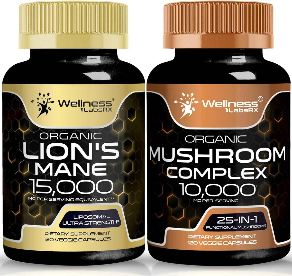WELLNESS LABSRX Lions Mane Supplement Capsules and Mushroom Capsules - Bundle