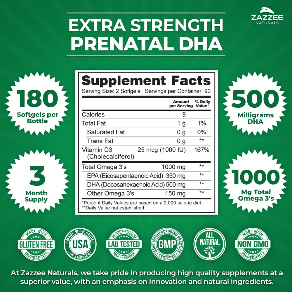 Zazzee Myo-Inositol Capsules and Extra Strength Prenatal DHA