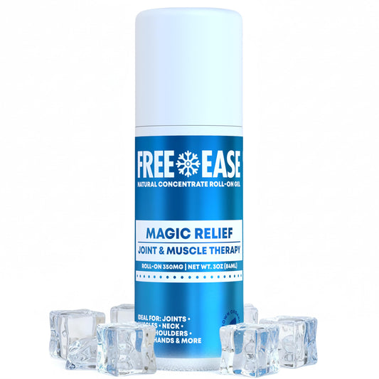FREE EASE Magic Relief Roller - Light Solution, Roll On Gel for Muscle Recovery, Joint, Back, Shoulder, Knee & Neck Support, Fast Acting Menthol Topical Gel Roll On - Made in USA