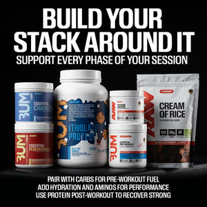 RAW Essential Performance Non-Stim Pre-Workout Powder - Preworkout for Endurance Strength & Focus Without Caffeine or Stimulants - Creatine Monohydrate, L-Citrulline & Beta Alanine - Blue Rathberry