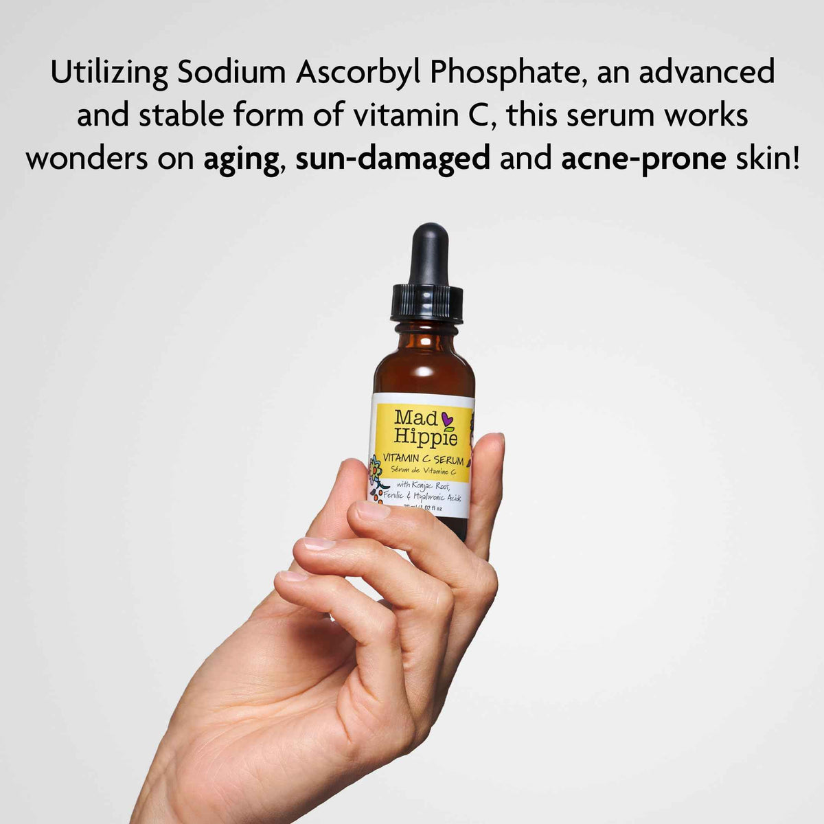 Mad Hippie Vitamin C Serum for Face - C + E + Ferulic Acid, Hyaluronic Acid, Stable Low-Irritation Formula, Brightening, 1.02 Fl Oz