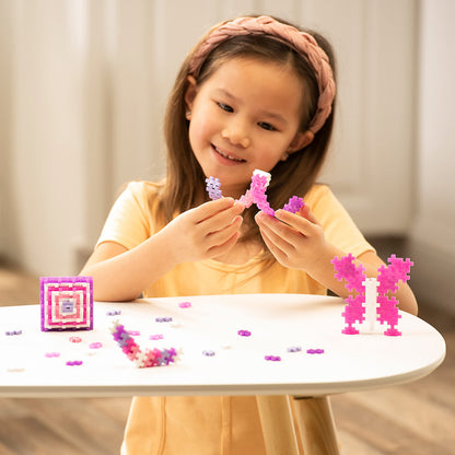 PLUS PLUS 240 Piece Glitter Mix Tube & Baseplate - Mini Interlocking Building Blocks Set, Stem Toys for Kids - Sensory Bin Fillers/Waffle Blocks Gifts for Boys & Girls