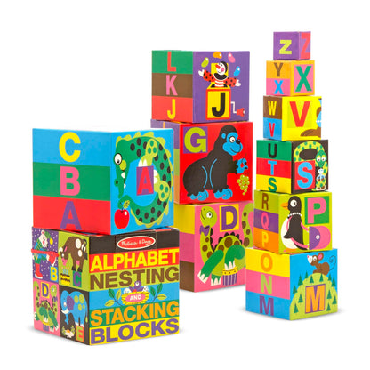 Melissa & Doug Deluxe 10-Piece Alphabet Nesting and Stacking Blocks - FSC Certified