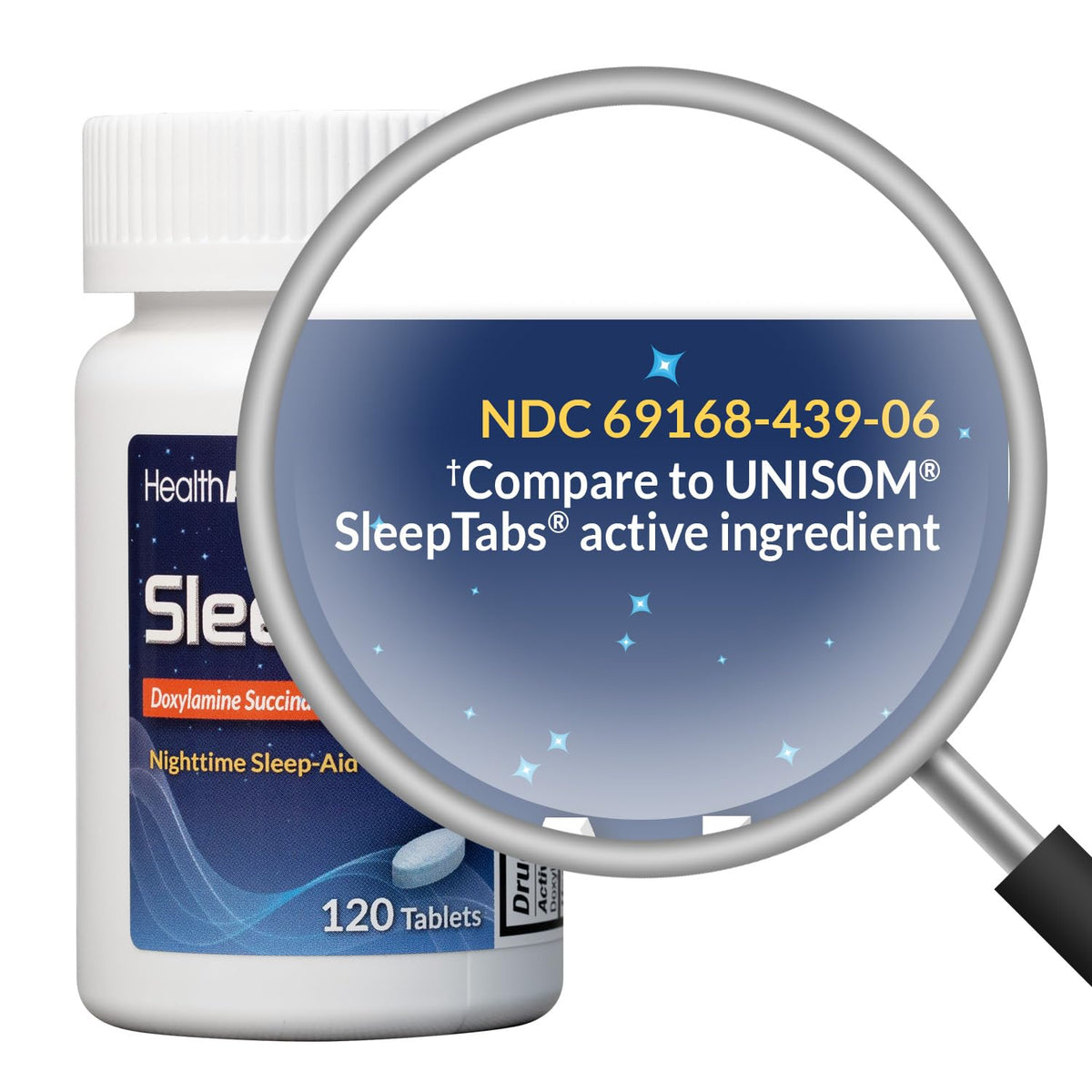 HealthA2Z® Nighttime Sleep Aid, Doxylamine Succinate 25mg, 120 Tablets