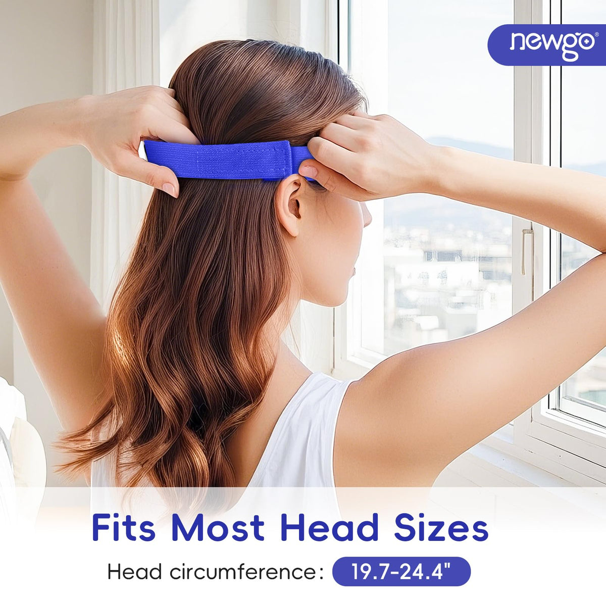 NEWGO Cooling Eye Mask – Cold Ice Pack for Puffy Eyes, Dark Circles, Headache & Stress Relief (Navy Blue)