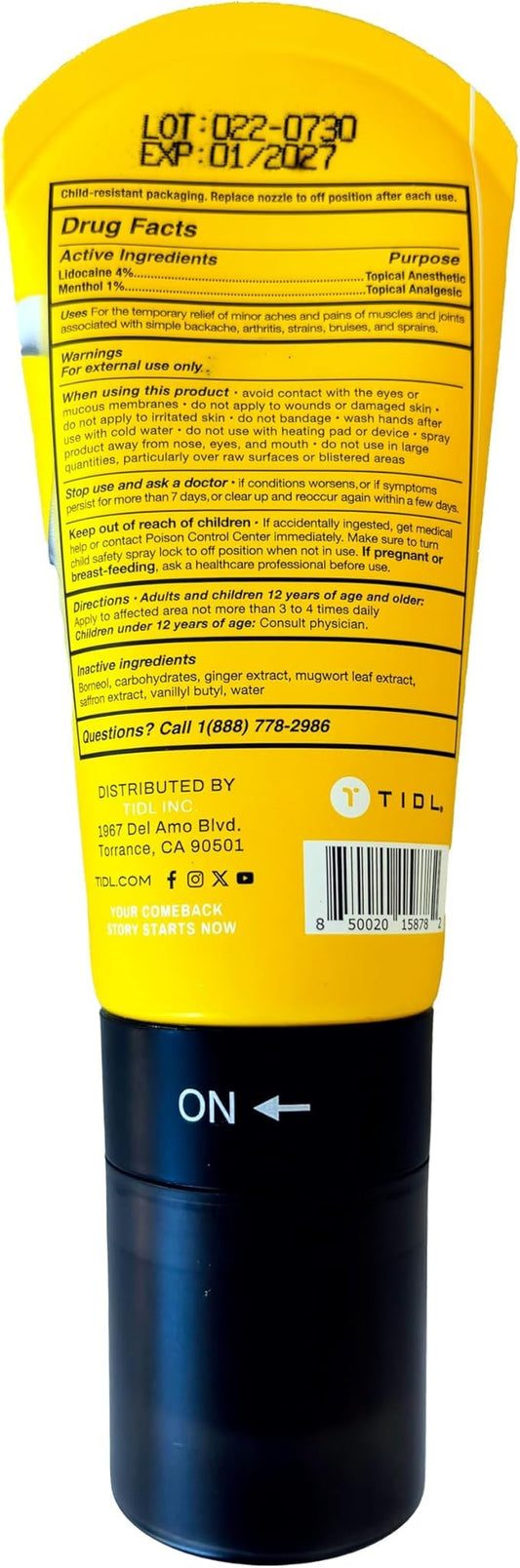 TIDL Heat Therapy Roll-On Pain Reliever, Menthol Lidocaine+, 2-Pack 3 fl oz