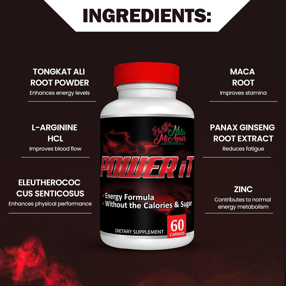 Power It - Daily Wellness Support with Key Ingredients - No Added Sugar - 60 Capsules