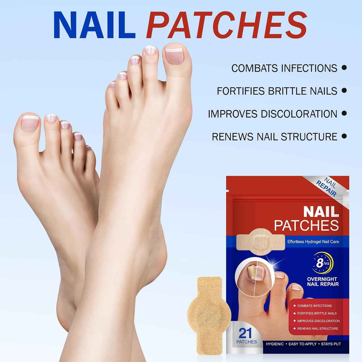 42pcs Toenail Care Patches for Dry, Weak & Cracked Nails, Deeply Moisturizing Nail Surface