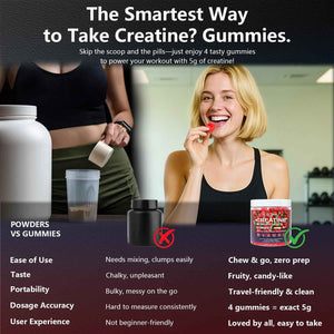 Slsomu Creatine Gummies for Women, 5000mg Pre-Workout Muscle Strength & Energy Support, 0 Sugar Creatine Gummy with L-Taurine, Zinc