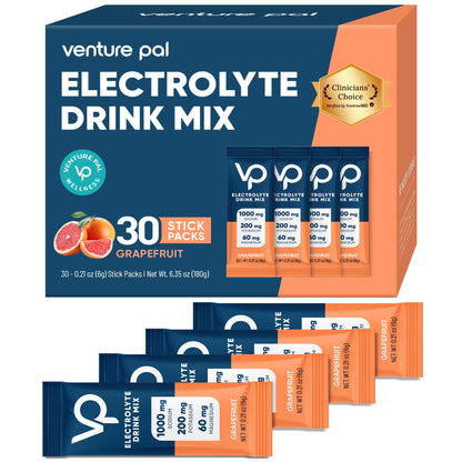 Venture Pal High Sodium Sugar Free Electrolytes Powder Packet, 16 Sticks - Hydration Packets with Vitamin, Sodium & Potassium, Zero Calories, Vegan, Keto & Paleo Friendly Electrolyte Drink Mix