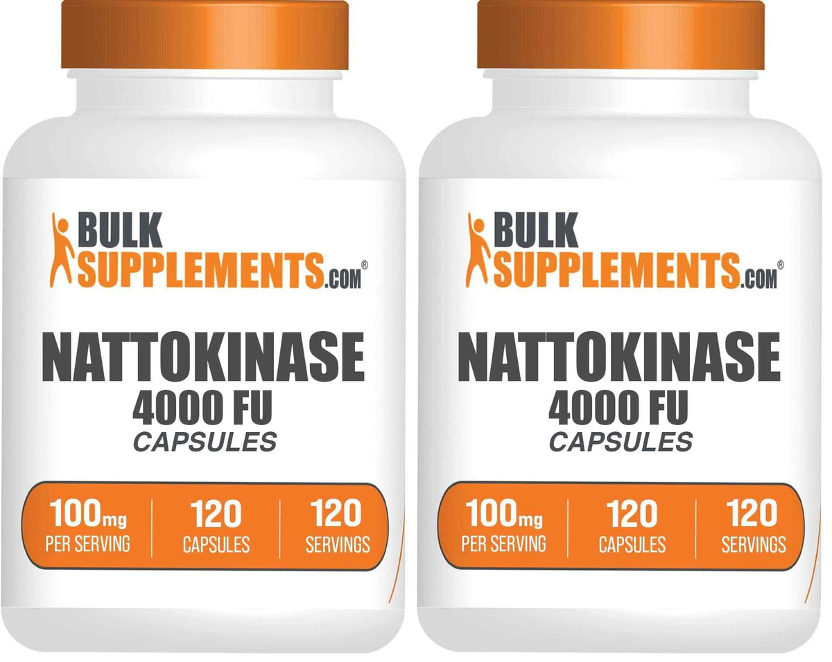 BulkSupplements.com Nattokinase 4000 FU Capsules - Nattokinase Supplement, Sourced from Natto Extract, Nattokinase 100mg - Gluten Free, 1 Capsule per Serving, 120 Capsules (Pack of 1)