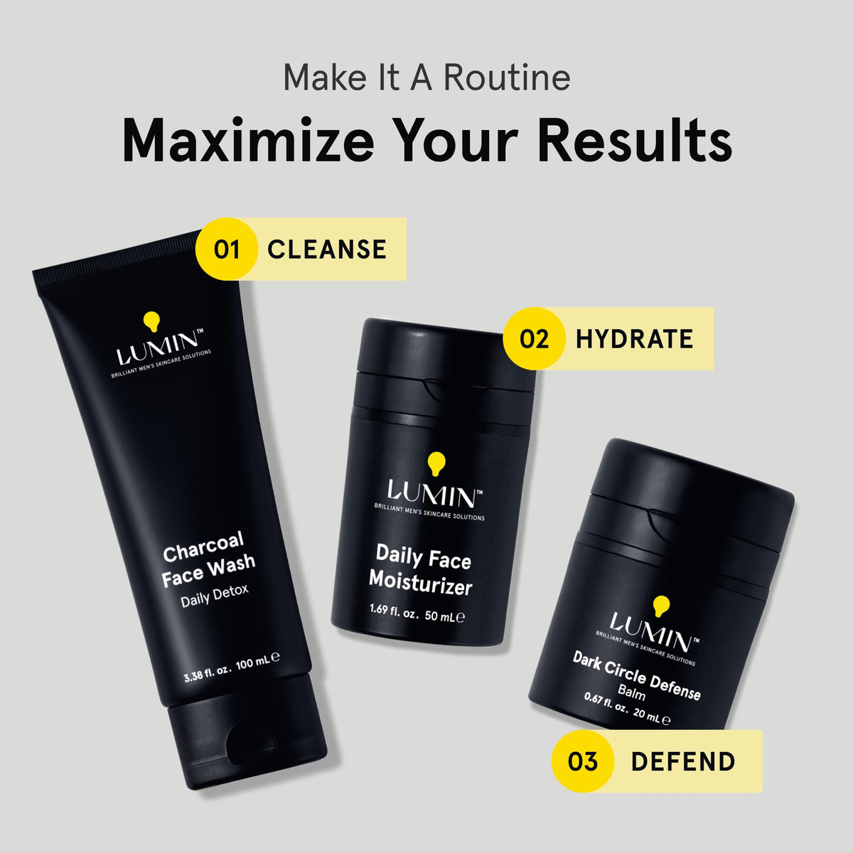 Lumin Men’s Dark Circle Defense Balm (20ml) – Hydrating Eye Cream with Caffeine & Niacinamide | Reduces Puffiness, Fine Lines & Dark Circles | Korean Skincare for Men