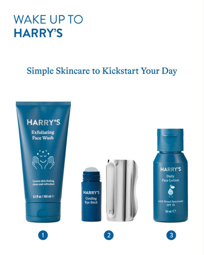 Harry's Cooling Eye Kit for Men – Gua Sha Depuffing Facial Massage Tool & Cooling Eye Stick for Dark Circles and Puffiness
