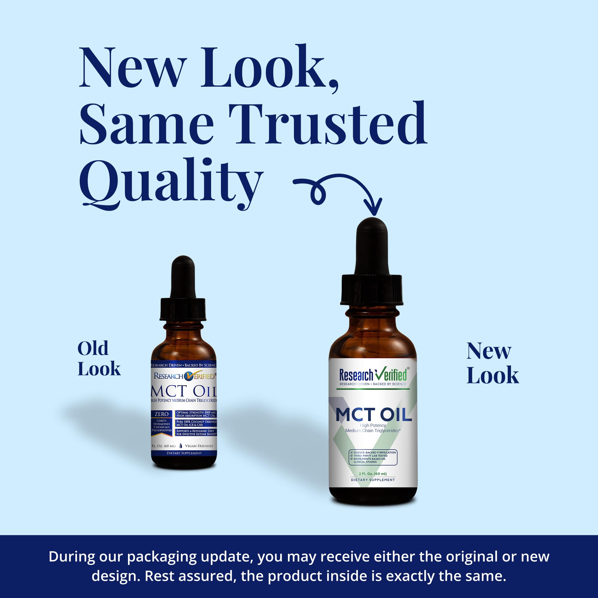 Research Verified 100% MCT Oil - 2 Fl. Oz. - 1 Bottle - Vegan Friendly