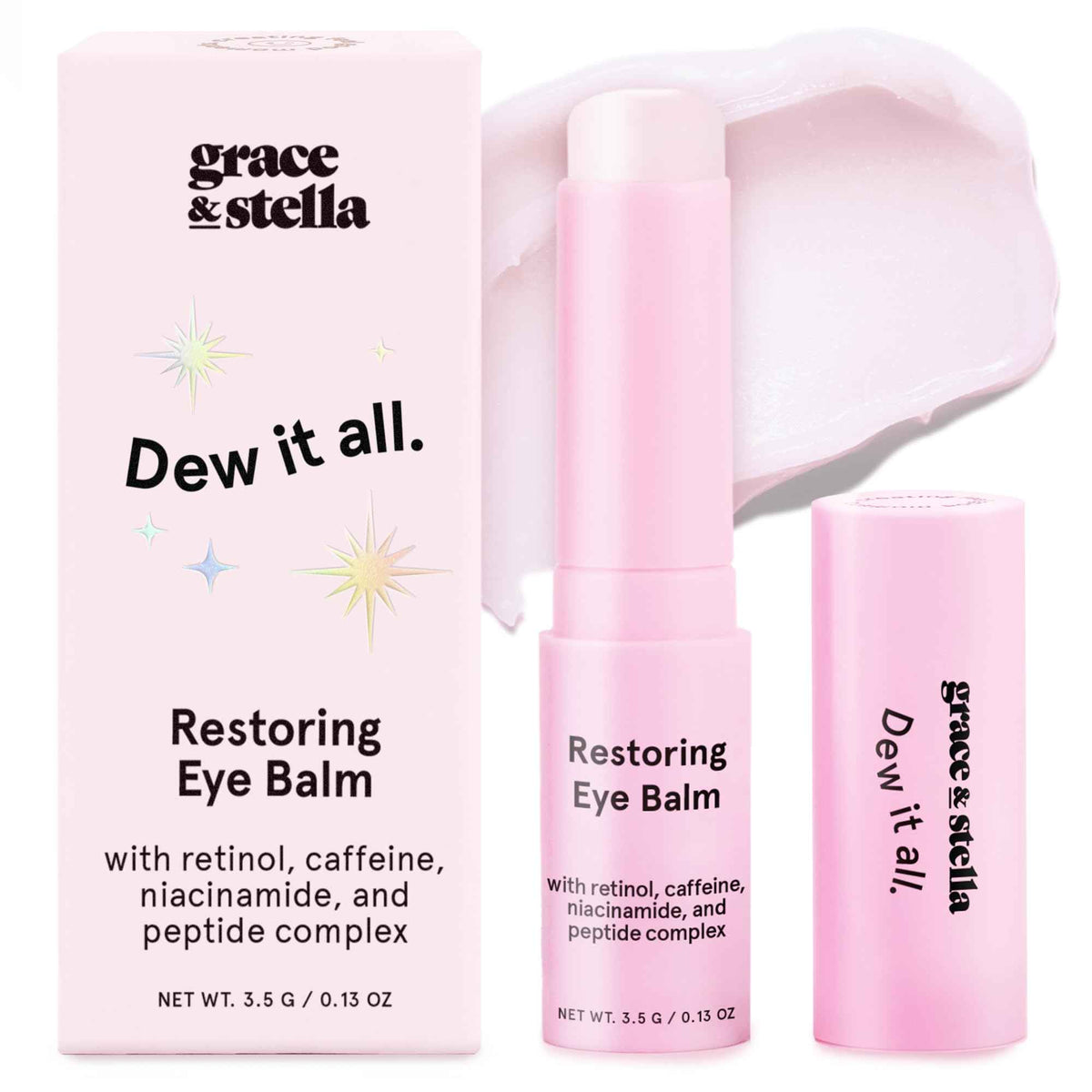 grace & stella Under Eye Brightener Balm Stick - Travel Size Toiletries - Retinol & Caffeine Eye Cream