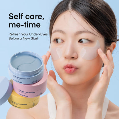TEREZ & HONOR Eye Patches Gift Set - 3-Pack Variety (180 Pcs) - Korean Hydrogel Masks with Caffeine, Collagen & Vitamin C + Travel Case Included