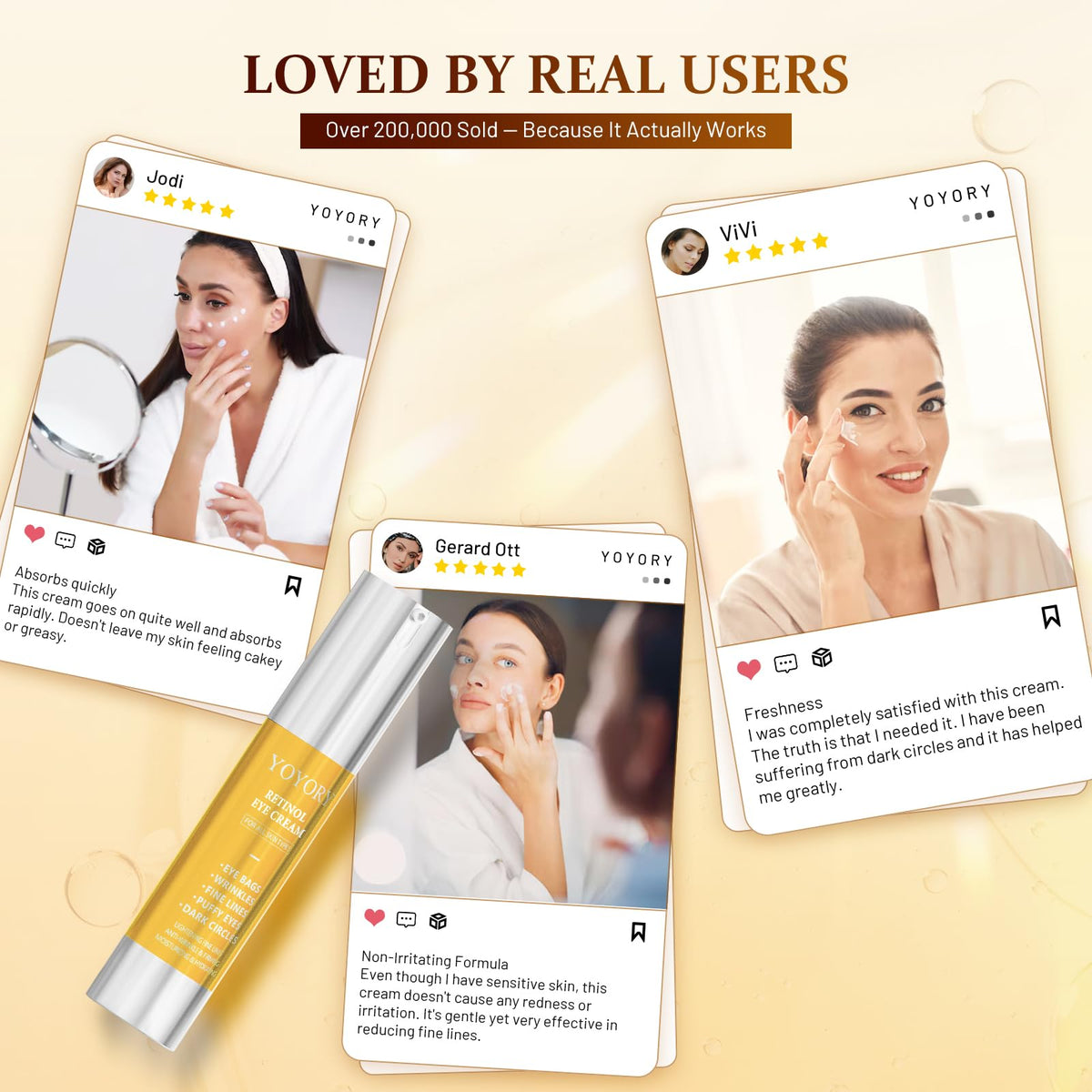 Rapid Retinol Eye Cream (0.67 fl oz) - Anti-Aging Treatment for Eye Bags, Dark Circles & Wrinkles | Hydrating Under Eye Moisturizer for Men & Women (Yellow Edition)