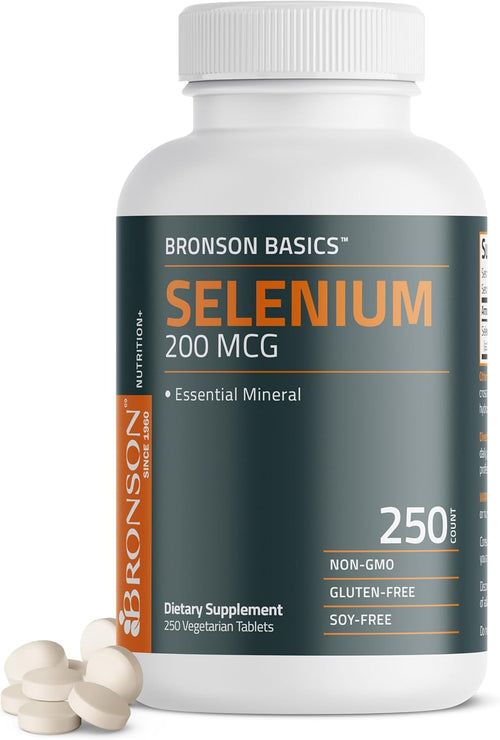Bronson Selenium 200 mcg Immune & Antioxidant Support Essential Mineral, 250 Vegetarian Tablets