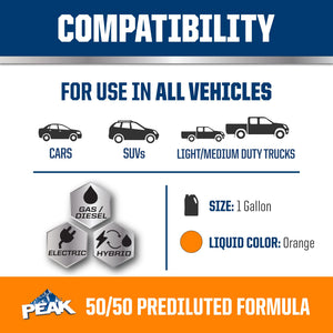 PEAK OET Extended Life Orange 50/50 Prediluted Antifreeze/Coolant for North American Vehicles, 1 Gal. PEAKBuy Supplements Australia