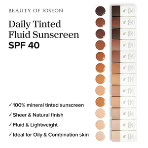 Beauty of Joseon Daily Tinted Fluid Sunscreen 12 Shades for Face Moisturizing Broad Spectrum SPF 40 Korean Skincare 50ml, 1.69 fl.oz #LN110 Beauty of JoseonBuy Supplements Australia