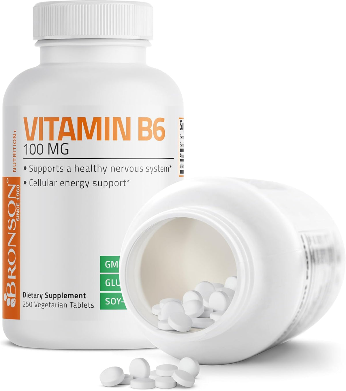 Bronson Vitamin B6 100mg Premium Vitamin B6 Supplement, 250 Tablets