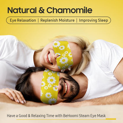 BeHoomi Self Heating Steam Eye Mask – Chamomile Scented Warm Compress Heated Eye Mask for Sleep, Spa & Relaxation (20 Pack)